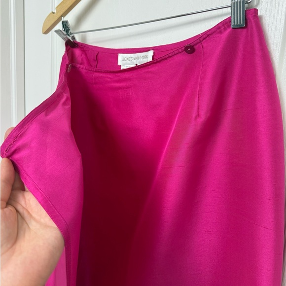 Vintage Silk Maxi Wrap Skirt Size 10 Pink Jones New York 90s - Picture 5 of 9